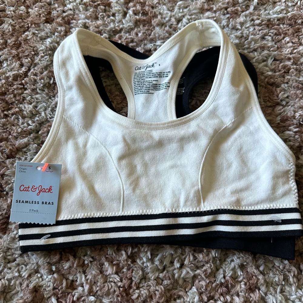 Cat & Jack White and Black Seamless Racerback Sports Bra